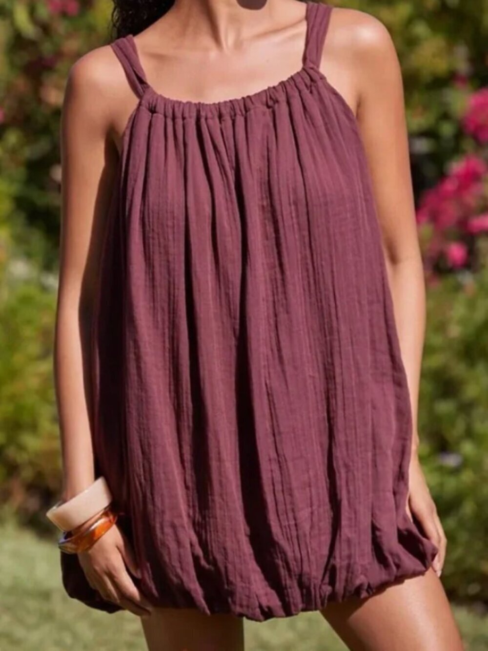 By Anthropologie Gauze Bubble Hem Mini Dress